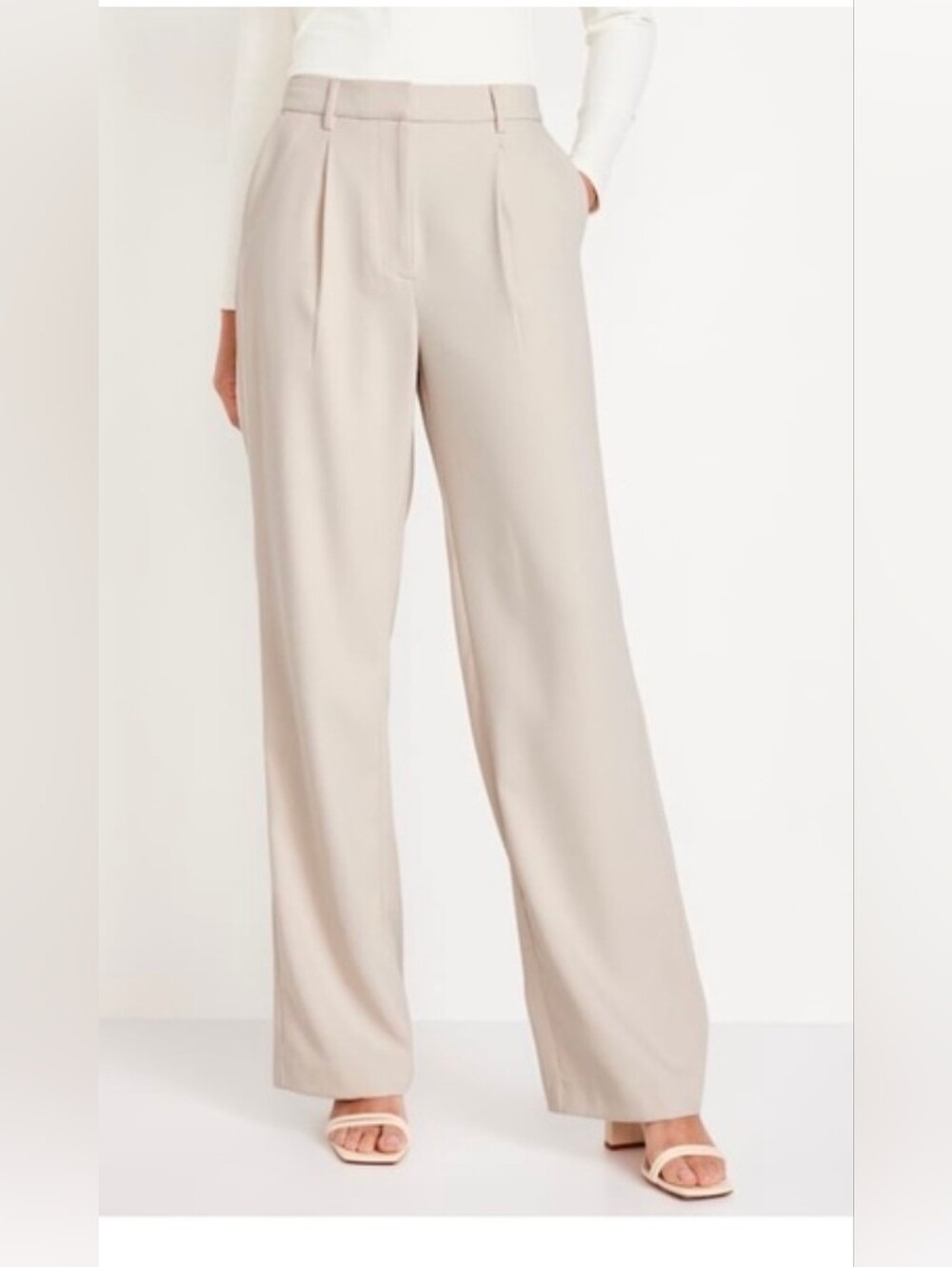 Women's Wide-Leg Dress Pants in Cream